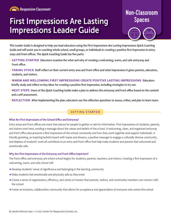 Leadership Guide: First Impressions are lasting impression