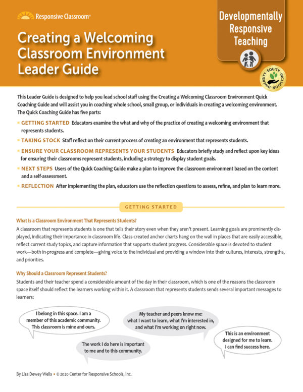 Leadership Guide Creating a Welcoming Classroom Environment