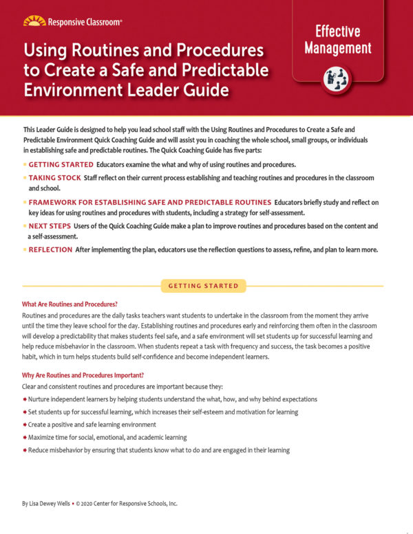 Leadership Guide Using Routines and Procedures to Create a Safe and Predictable Environment
