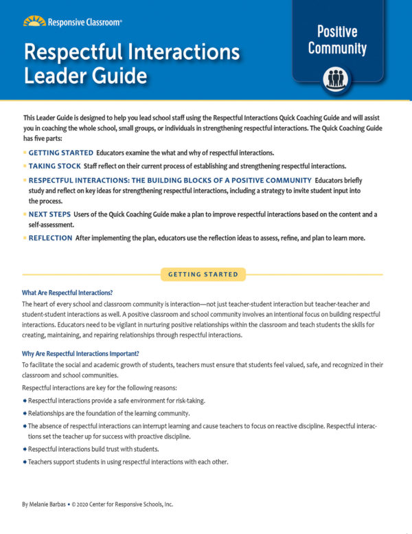 Leadership Guide Respectful Interactions