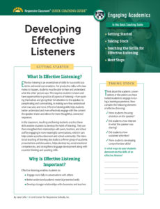Quick Coaching Guide: Developing Effective Listeners