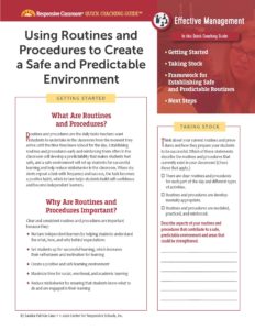 Using Routines and Procedures to Create a Safe and Predictable Environment