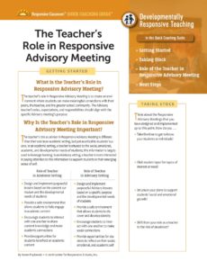 Quick Coaching Guide: The Teacher's Role in Responsive Advisory Meeting image