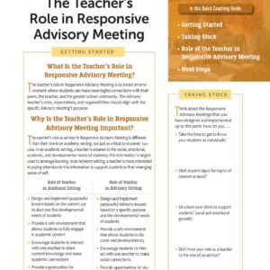 The Teacher’s Role in Responsive Advisory Meeting