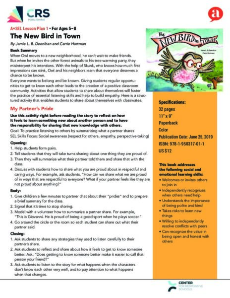 Lesson Plan for The New Bird in Town (ages 5 – 8) image