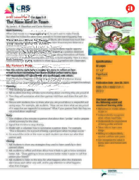 Lesson Plan for The New Bird in Town (ages 5 – 8) image