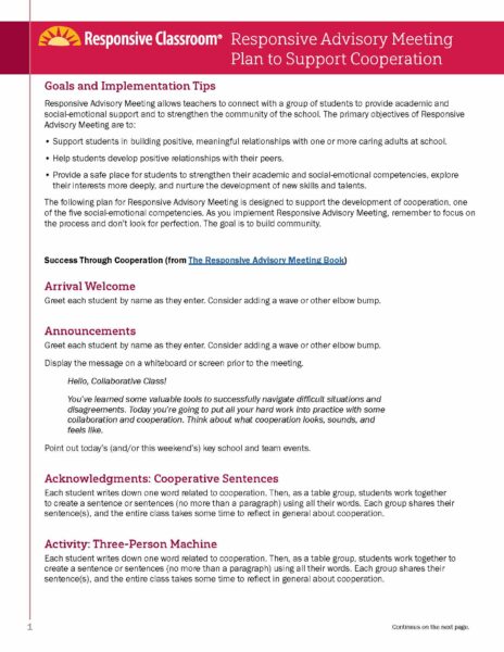 SEL Day Responsive Advisory Meeting: Cooperation image