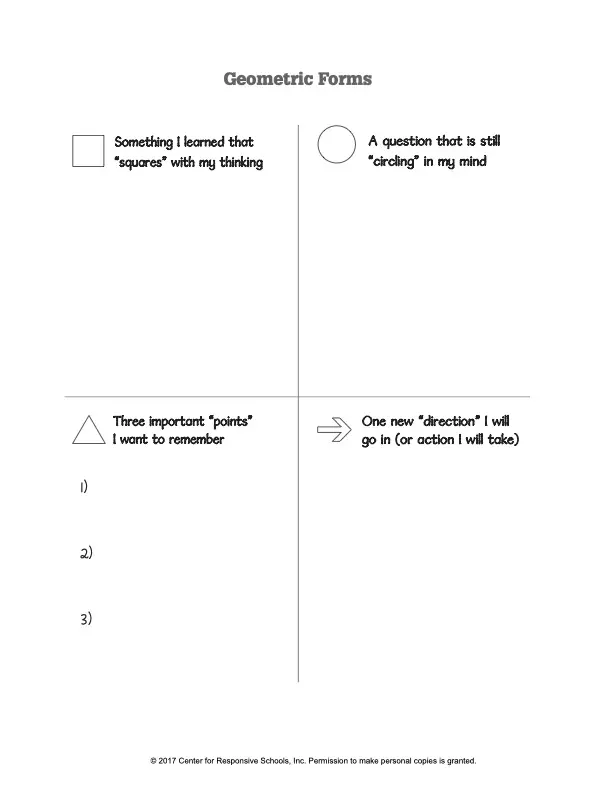 Greometric Form Geometric Forms Reflection - Center for Responsive Schools