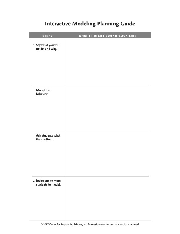 Interactive Modeling Planning Guide - Center for Responsive Schools
